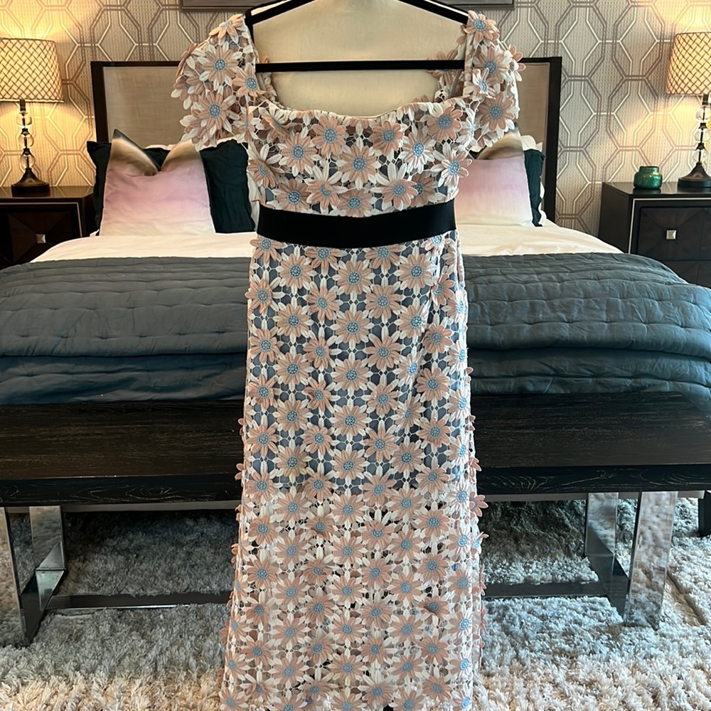 Self portrait 3D floral midi dress